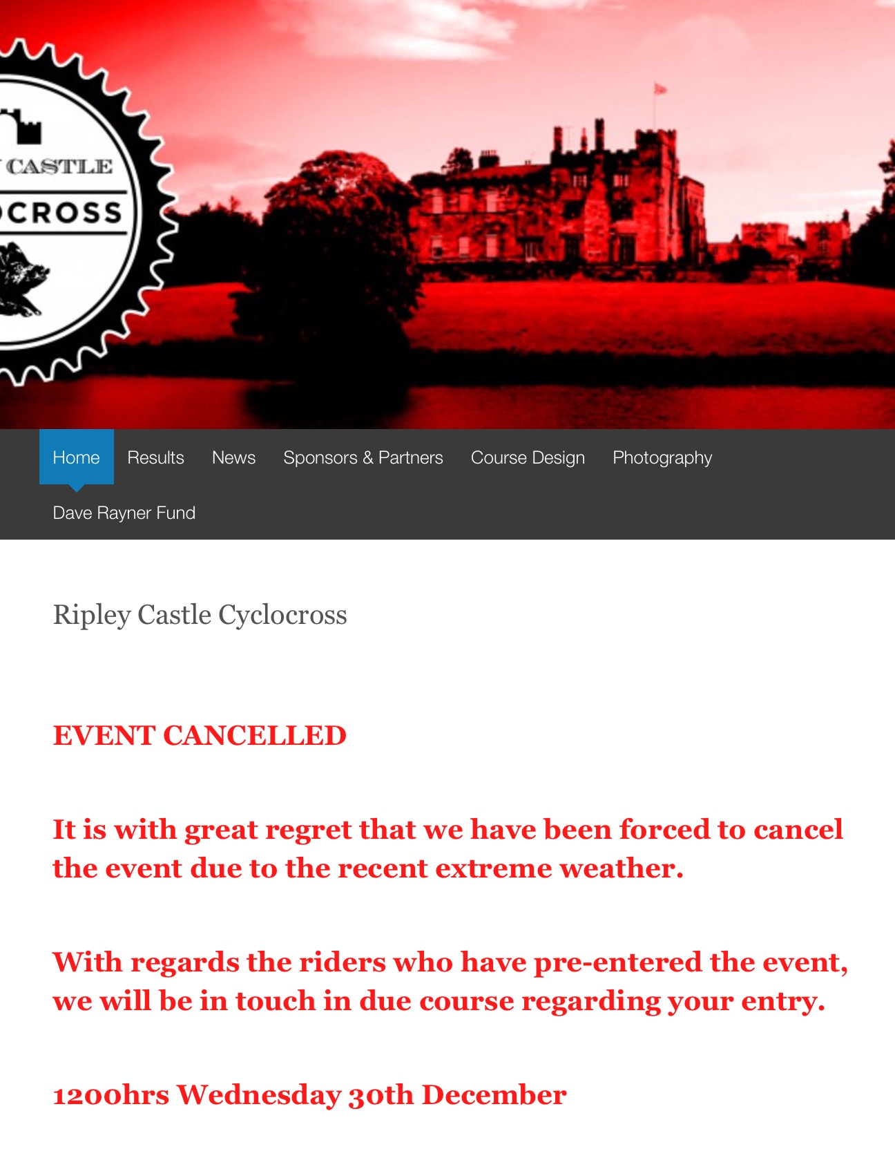 Ripley Castle Cross Cancelled